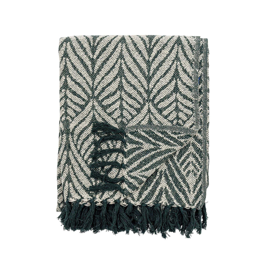 Bloomingville Plaid Ugento aus recycelter Baumwolle in Grün, Breite: 130 cm, Länge: 160 cm - Bild 1