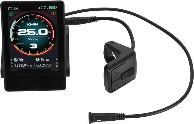 Shoemst E-Bike Display P860C Farb-LCD-Display für Mittelmotoren, IPX7 Wasserdicht, Schwarz, USB-C Anschluss, passend für Lenkerdurchmesser 22,2 mm, 25,4 mm und 31,8 mm - Bild 1