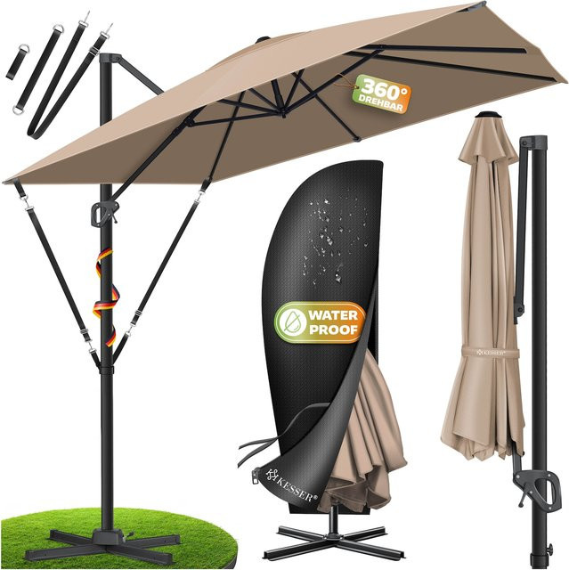 KESSER Ampelschirm SUN XL Sonnenschirm mit UV50+ Schutz, drehbar, neigbar und kippbar, inkl. Abdeckung und Windsicherung, B/T/H: 300 x 300 x 229,8 cm - Bild 1