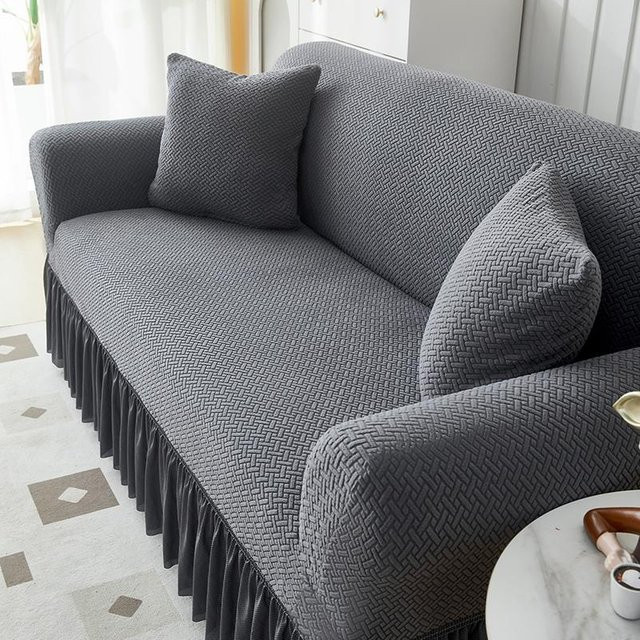 Elastischer Jacquard Sofabezug in Grau für 1- bis 4-Sitzer Sofas - Bild 1