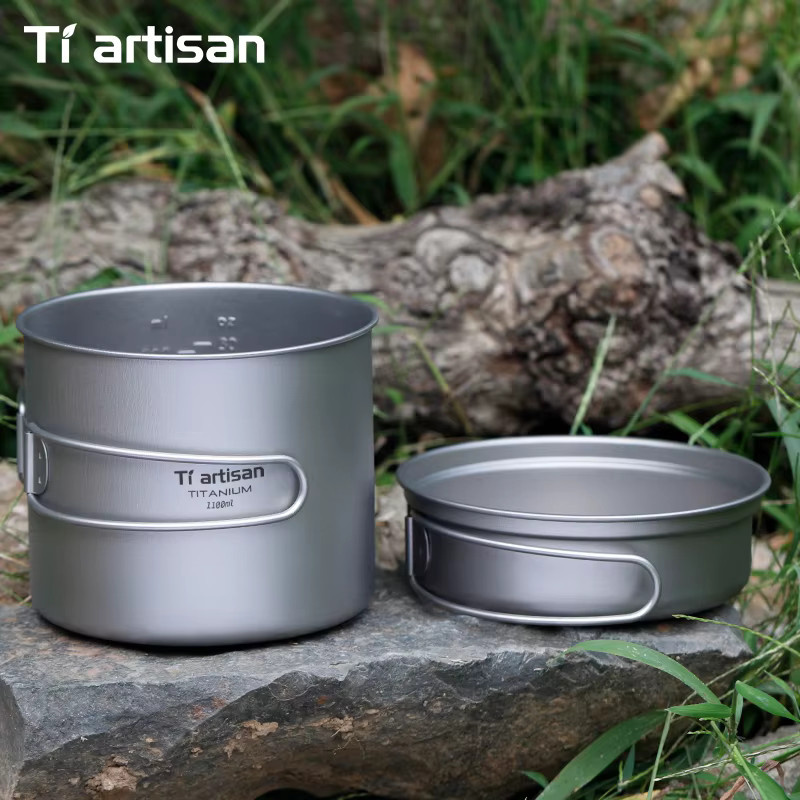 Tiartisan Titan Camping Kochset mit Topf und Bratpfanne, leichtes Outdoor Kochgeschirr für Wandern und Picknick - Bild 2