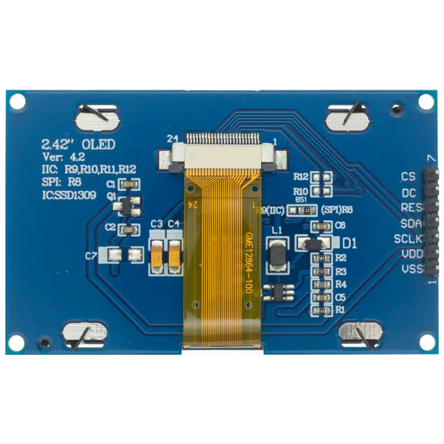 AITEXM ROBOT 2,42 Zoll OLED-Anzeigemodul mit 128 x 64 LCD-HD-Bildschirm, SSD1309, 7-polige SPI/IIC I2C serielle Schnittstelle, Farbe: Weiß - Bild 2