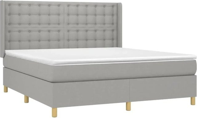 vidaXL Boxspringbett Hybrid mit Matratze und LED-Unterbettbeleuchtung sowie USB-Ladeport, Hellgrau, B/T/H: 180 x 200 x 118 cm - Bild 1