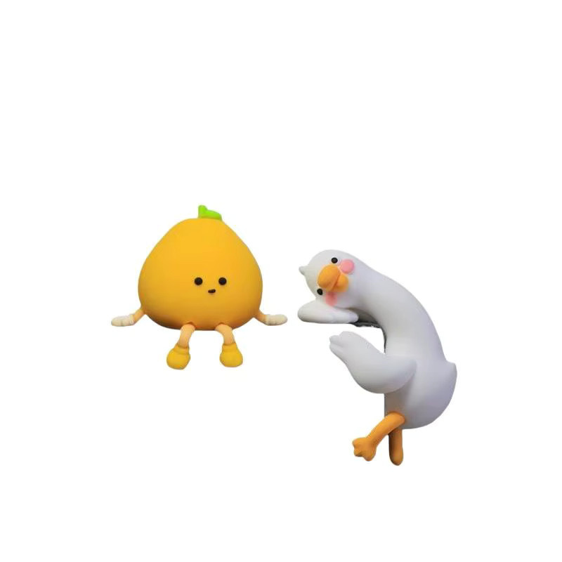 JETTING 2er Set 3D Enten-Pomelo-Figuren aus Kunstharz als Cartoon-Tier-Dekoration für Schreibtisch, Auto-Armaturenbrett oder PC-Monitor - Bild 2