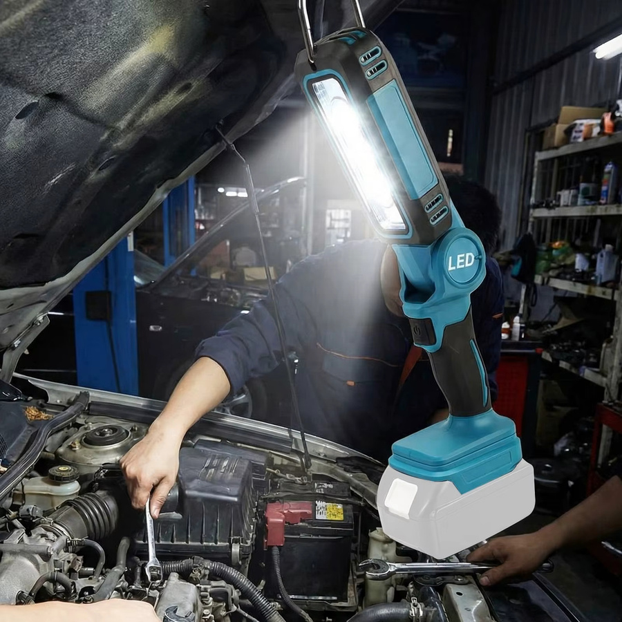Podofo LED-Arbeitsleuchte mit schwenkbarem Kopf und einstellbarer Helligkeit für Makita-Akkus - Bild 2