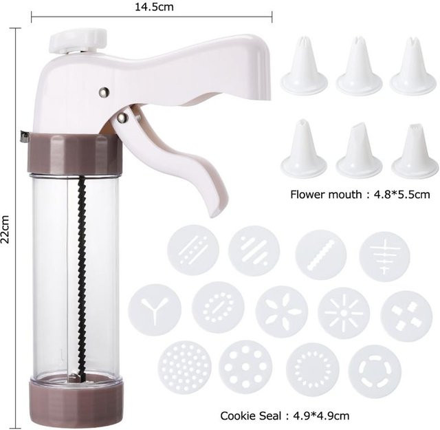 Love Home Garden Kekspresse Icing Kit mit Spritze und Düsen in Weiß für DIY Gebäck und Kuchenverzierung - Bild 1