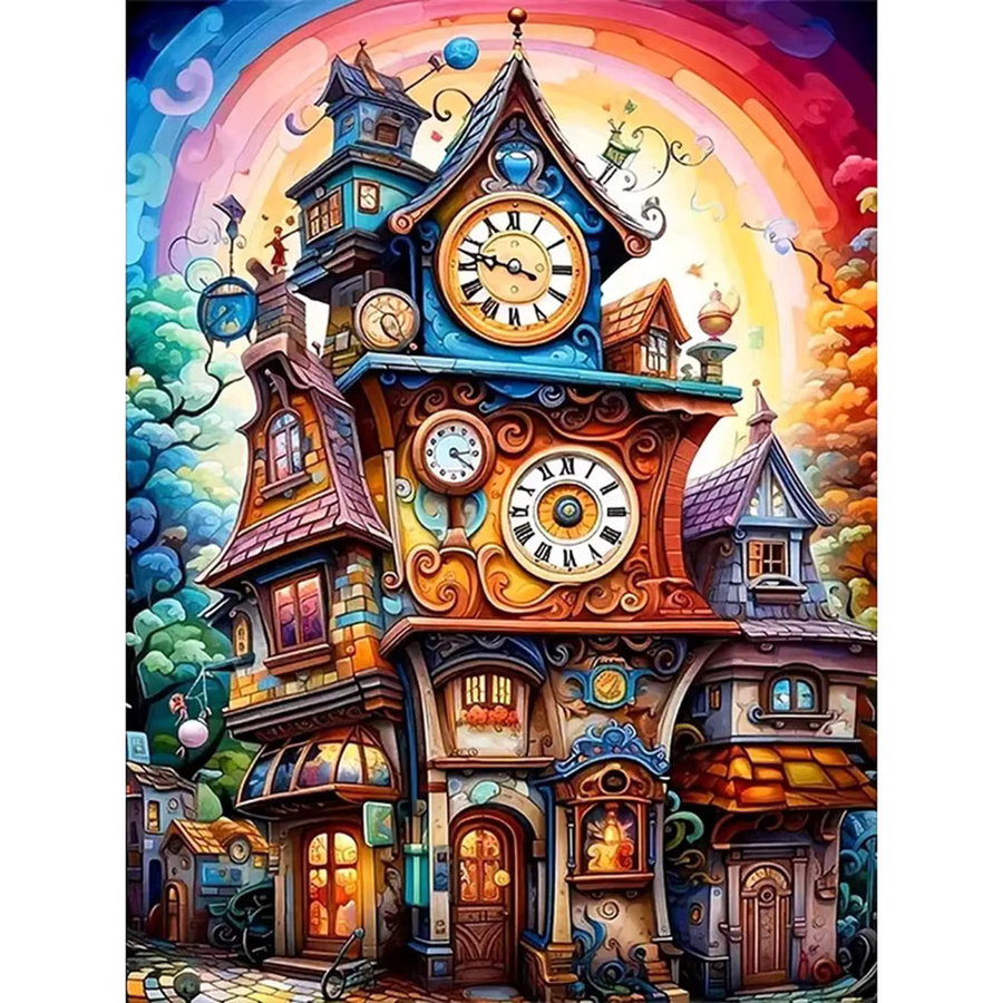 YUTTEE DIY-Diamantgemälde Schloss Mosaik mit runden Strasssteinen in Multicolour, B/H: 30 x 20 cm - Bild 3