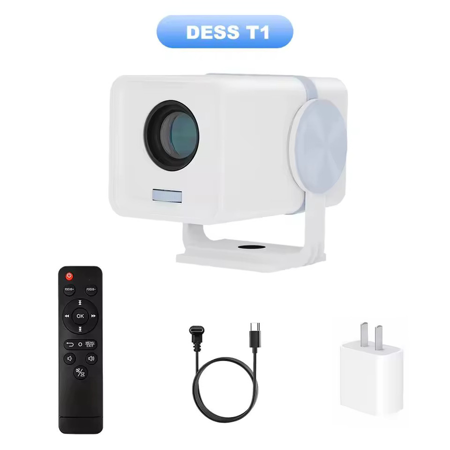 DESS Smart Projektor mit Android 13, Dual-Band Wifi6, tragbar und Powerbank-betrieben, Weiß/Blau - Bild 5