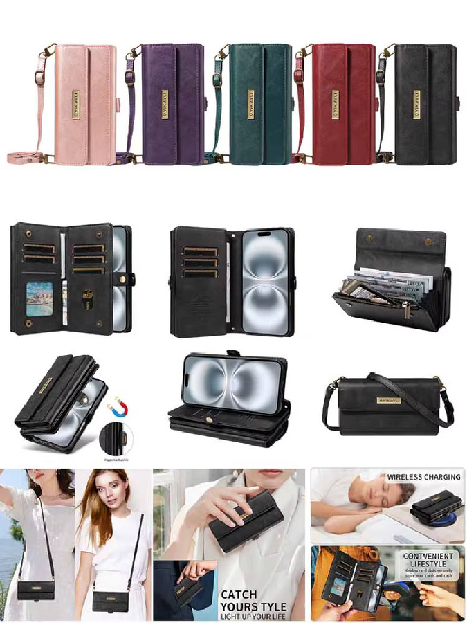Rote Ledertasche als Flip Wallet Phone Cover für Samsung Galaxy Note 8 9 10 Plus 20 Ultra A10 A20 A30 A40 A50 A70 mit Multi-Kartensteckplatz und Reißverschluss - Bild 6