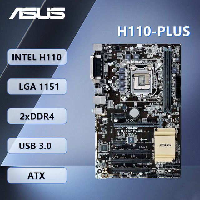 Asus H110-PLUS Motherboard LGA 1151 ATX DDR4 Schwarz - Bild 1