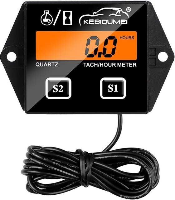 YJMP Auto Parts Digitaler Motordrehzahl-Stundenzähler mit LCD-Display und Hintergrundbeleuchtung, wasserdicht, Schwarz - Bild 1