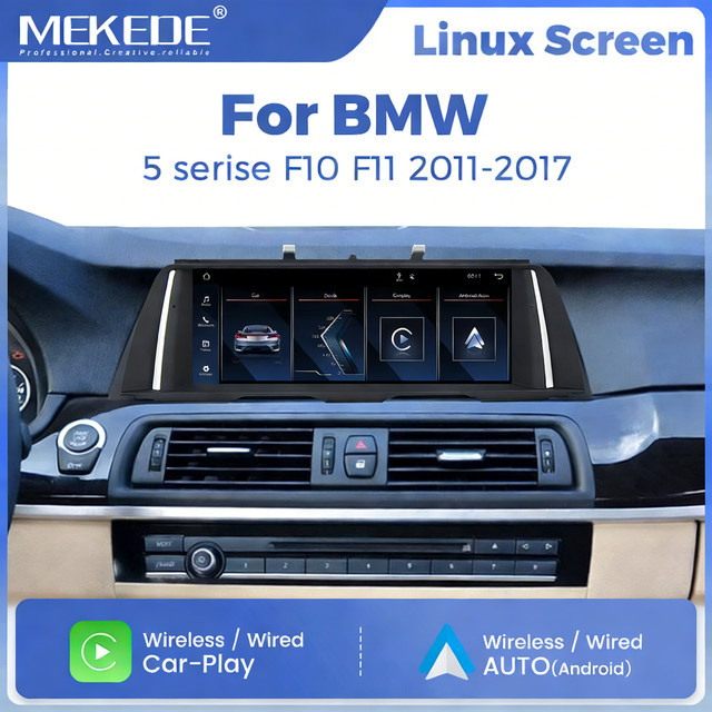 MEKEDE 10,25 Zoll Zentrales Multimedia-Display für BMW 5er Serie F10 F11 (2012-2017) mit Linux-System, Carplay und Android Auto in Schwarz - Bild 1