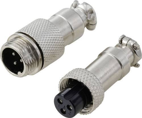 TRU COMPONENTS GX12 Rundsteckverbinder Set aus Stecker und Buchsenkontakt in Silber - Bild 1