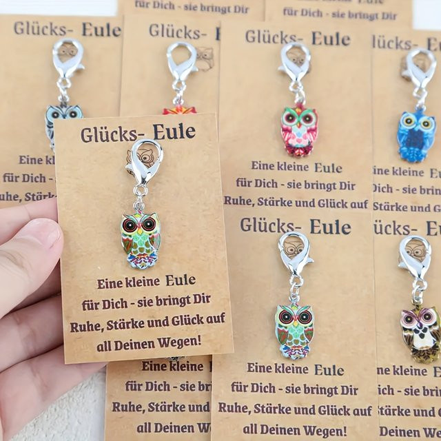 6/12er-Set Bunter Eulen-Schlüsselanhänger, Unisex - Bild 1