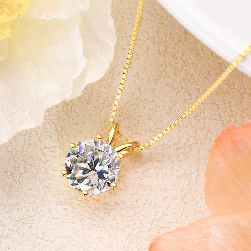 Rrjzz Halskette Moissanit-Diamant-Anhänger, Gold, Damen - Bild 2