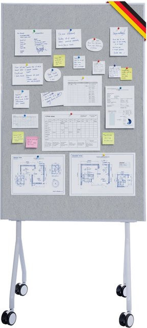 Floordirekt Mobile Moderationstafel Giant Beidseitige Filztafel auf Rollen Grau B: 80 cm, H: 120 cm - Bild 1