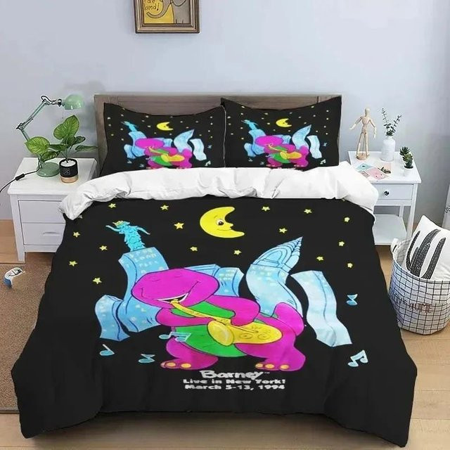 Barney Freunde Bettwäscheset mit Dinosaurier Muster, bestehend aus Bettbezug und Kissenbezug, B/H: 135 x 200 cm - Bild 1