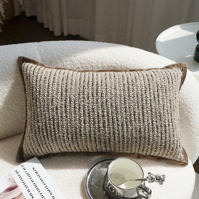 Maillard Sofakissen Premium in Braun im Wabi-Sabi Stil, quadratisches Lendenkissen aus Polyester, B/T/H: 45 x 45 x 45 cm - Bild 1