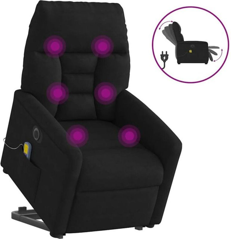 Elektrischer Massagesessel mit Aufstehhilfe von vidaxl in Schwarz aus Mikrofasergewebe - Bild 1