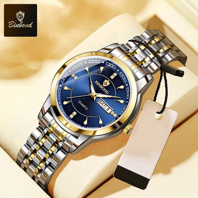 BINBOND Armbanduhr Quarz, Edelstahl, Blau, Damen - Bild 1