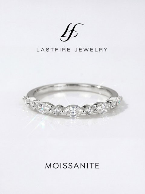 Ring 925 Silber, Moissanit-Diamant, Marquise, Rund, Damen - Bild 1