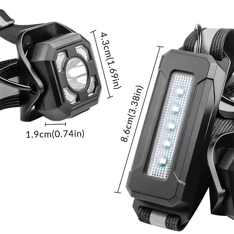 JIASHUAIXIN LED-Nachtlicht als tragbare Brustlampe für Outdoor-Sport, Radfahren und Reiten, USB wiederaufladbar mit eingebautem 18650-Akku - Bild 4