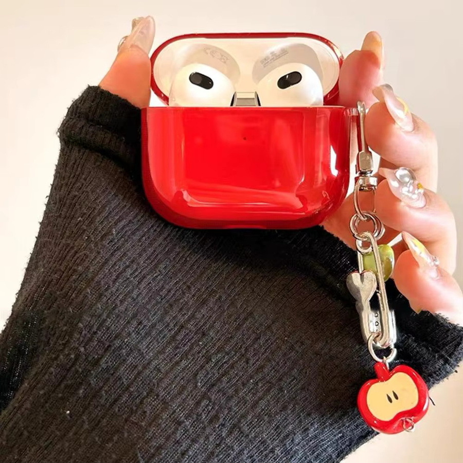 Stoßfeste TPU-Schutzhülle für Apple AirPods 4 und Pro 2 in Transparent, Rot oder Grün mit Trageriemen - Bild 3