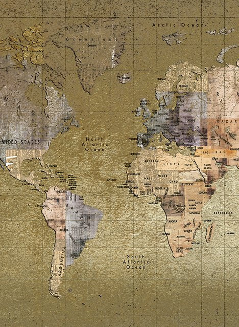Coordonne Panoramische Tapete Newspaper Map in Color aus Vlies - Bild 1