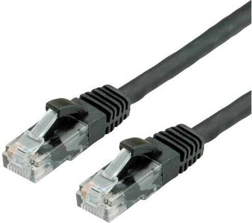 Value RJ45 Patchkabel CAT 6 U/UTP Ethernet LAN Kabel Schwarz, Länge: 7,00 m - Bild 1