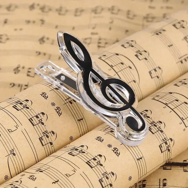 3 Stück PVC Notenklammern mit Musiknoten und Buchstaben, Notenhalter mit Federmechanismus für Klavier, Gitarre und Violine, Mehrfarbig und Transparent - Bild 1