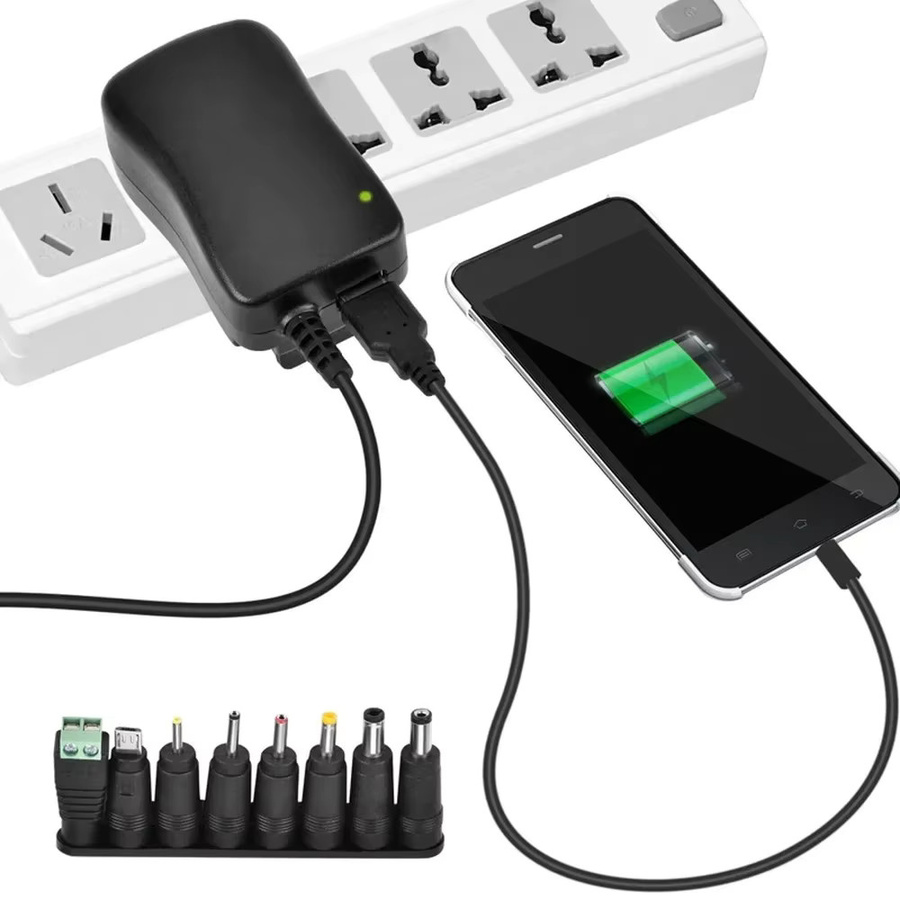 Universelles USB 2.1A Netzteil mit einstellbarer Spannung von 3V bis 12V, Schwarz - Bild 3