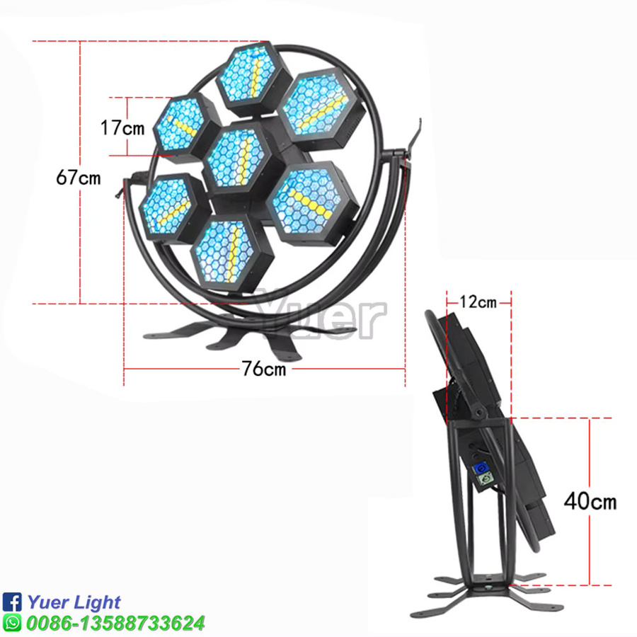Yuer RGB LED Retro-Blitzlicht DMX512 DJ-Party-Ausrüstung für Tanzclub und Bühne, 7x100W - Bild 3
