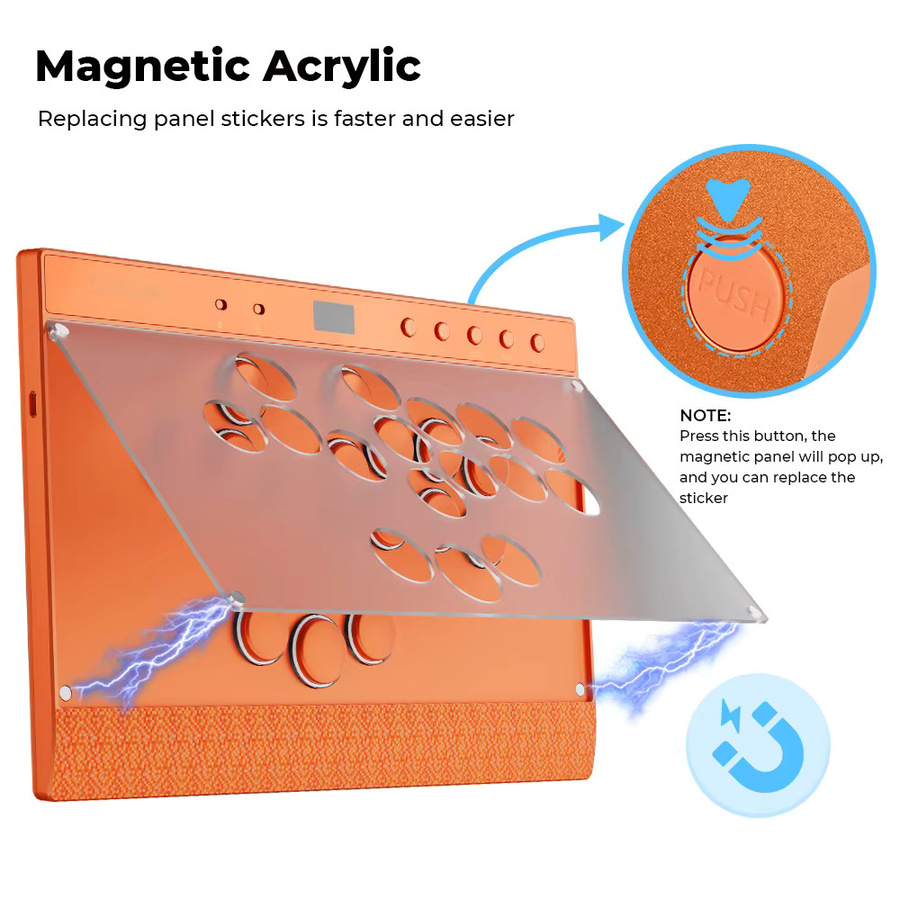Haute42 C16 Orange Magnetischer Leverless Controller Fightstick für PC und PlayStation - Bild 2