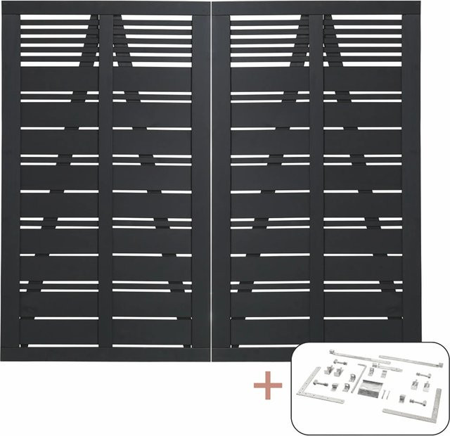 Plus Holz Silence Doppeltor aus Nadelholz in Schwarz, B: 200 cm, H: 170 cm - Bild 1