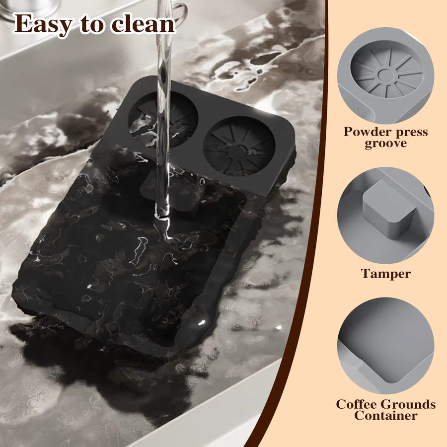 Leeseph 2-in-1 Espresso-Tampingstation und Kaffee-Organizer in Grau mit Klopfbehälter und Silikon-Einsatz für 51 mm, 54 mm und 58 mm Tamper - Bild 6