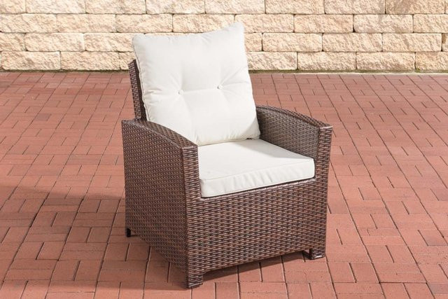TPFGarden Sessel Fino in Cremeweiß und Braun-meliert aus Rattan und Metall für den Garten - Bild 1