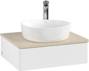 V&B Waschtischunterschrank Antao ohne Frontstruktur in Weiß lackiert, B/H/T: 60 x 19 x 50 cm - Bild 1