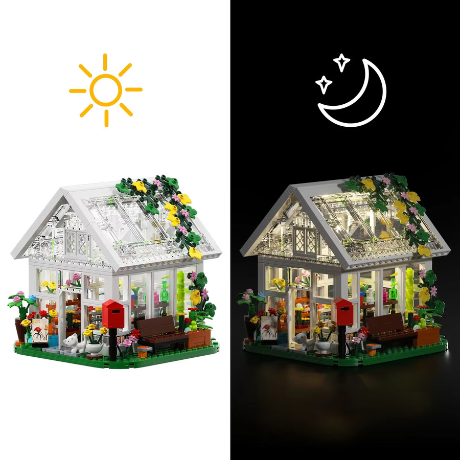 BuildMoc Blumenhaus-Bauset, Gartenhaus-Bauspielzeug, mit LED-Licht, 597-teilig, ab 6 Jahren - Bild 3