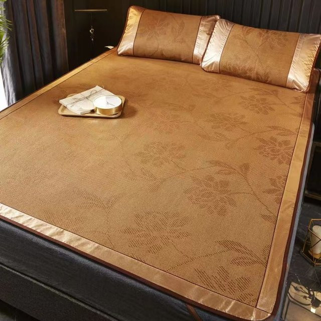 WASART Bambus Rattan Schlafmatte Set für Sommer, kühlend und atmungsaktiv, Braun, B/T: 80 x 190 cm - Bild 1