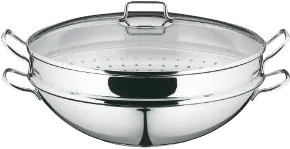 WMF Macao Wok mit Deckel aus 18/10 Edelstahl, Silber, Durchmesser: 36 cm - Bild 1