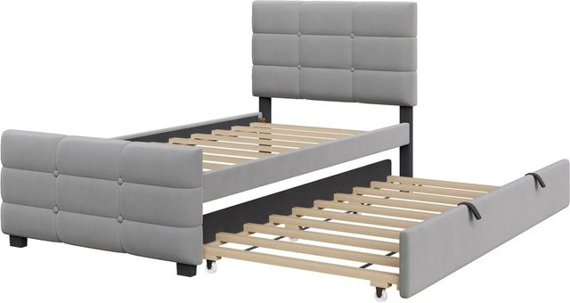 okwish Polsterbett mit Ausziehbett für Kinder in Grau, B/T/H: 90 x 190 x 107 cm - Bild 1