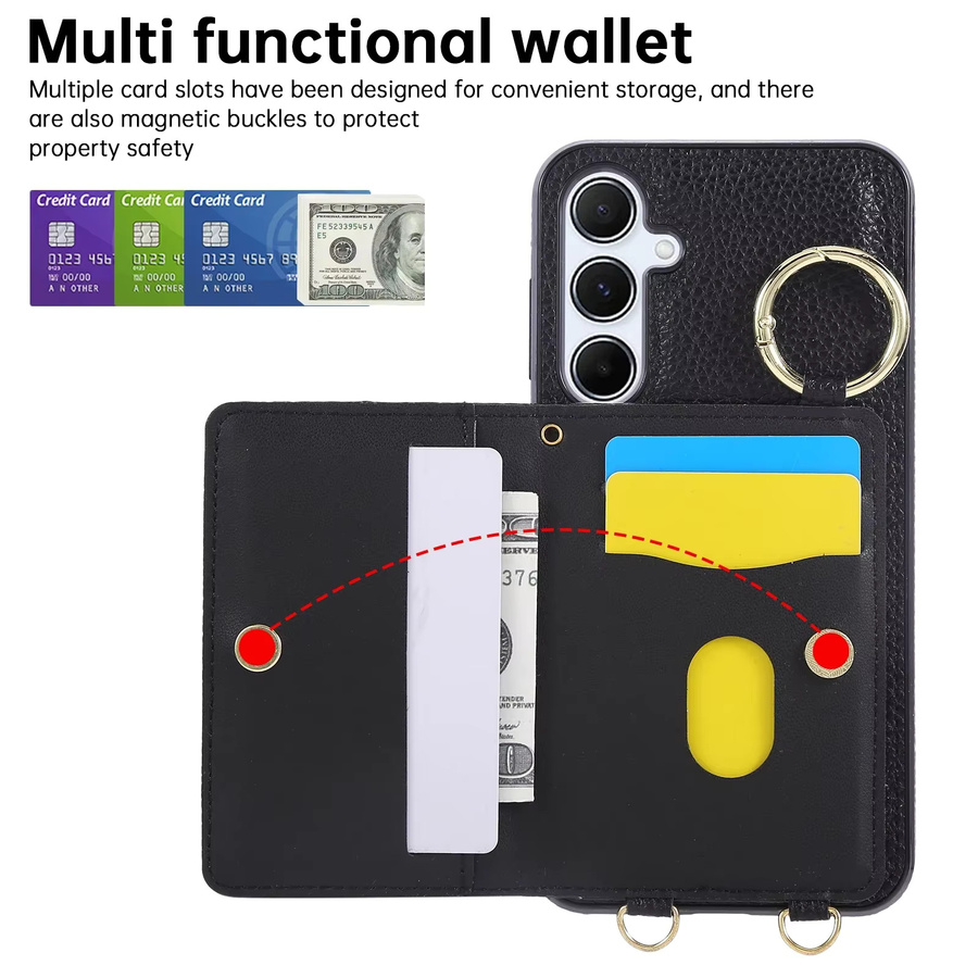 Umhängetasche und Brieftasche mit Handyhülle für Samsung Galaxy S25 Edge Ultra A56 A36 A25 A16 S24 S23 FE S22 Plus S21 S20 A06 A55 A54 inklusive Lanyard in Schwarz oder Weiß - Bild 1