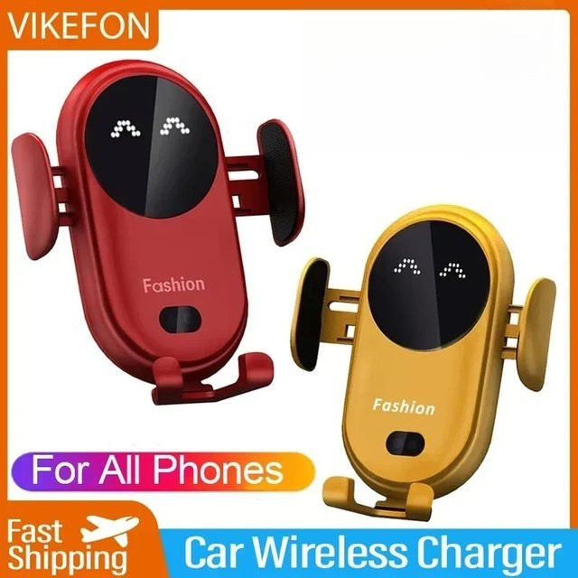 VIKEFON Kabelloses Auto-Ladegerät und Intelligente Infrarot-Handyhalterung für iPhone 17-12 Pro Max 11 Pro X MAX 8 7 Plus in Schwarz - Bild 1