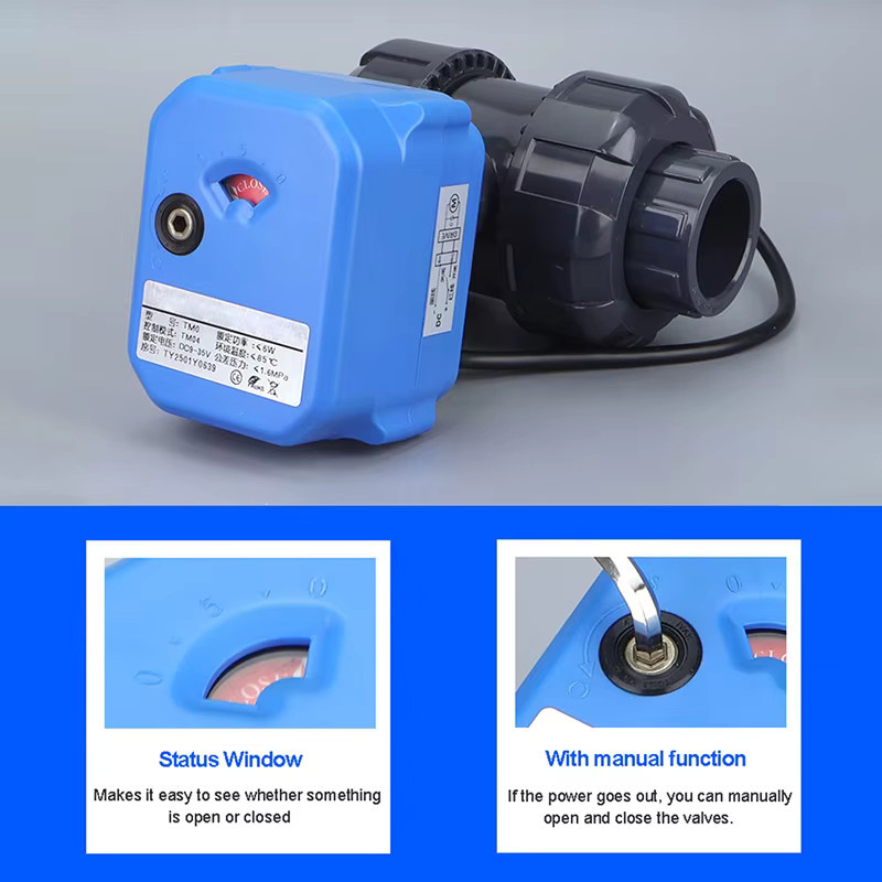 UPVC Elektro-Kunststoff-Kugelhahn in Blau, IP65 wasserdicht, säure- und alkalibeständig, Größe: 1/2 Zoll - Bild 2