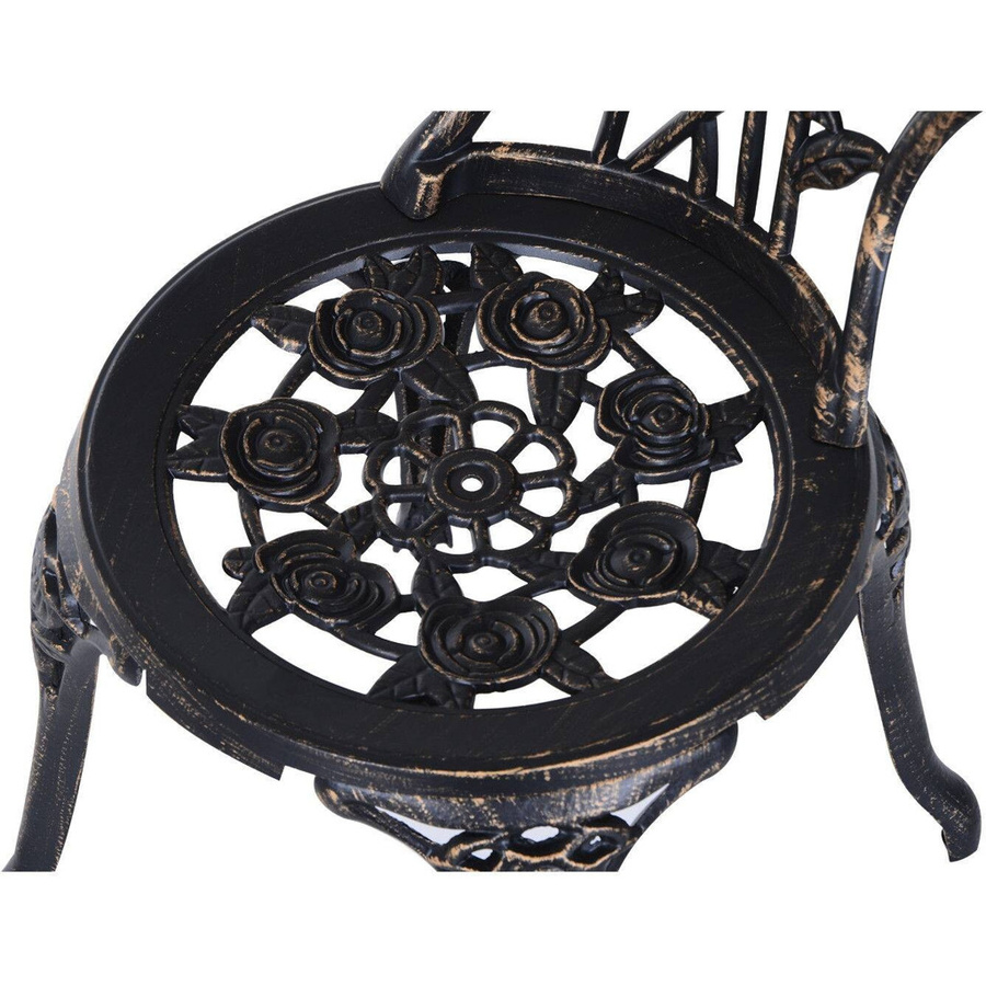 Outsunny 3-teiliges Bistro-Set aus Aluminiumguss in Bronze und Schwarz mit Tisch und Stühlen im Vintage-Design für Garten und Terrasse, B/T/H: 60 x 60 x 67 cm - Bild 3