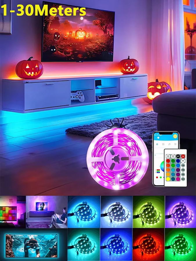 Saimili Smart RGB LED Streifen mit Bluetooth App-Steuerung und Fernbedienung, SMD5050 USB Musik Sync Lichtband Multicolor für Party und Zimmer - Bild 7