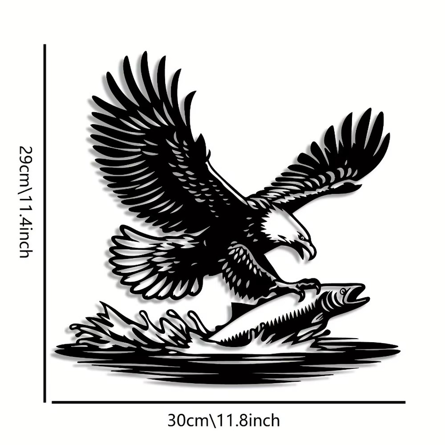 CIFBUY Wandkunst Adler aus schwarzem Metall als filigrane 2D-Federskulptur - Bild 2