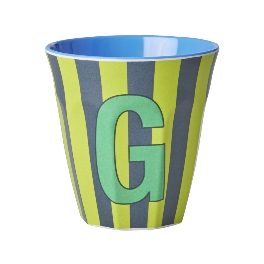 Rice Melamin Becher Buchstabe G mit Streifen in Blau, 250 ml - Bild 1