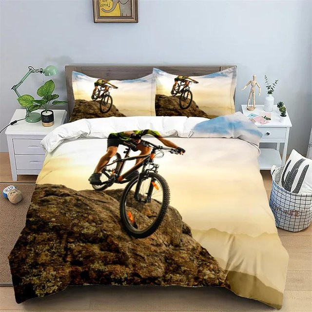Bettwäscheset Binchi Fitness mit Fahrrad-Radsport-Print, Kingsize, Mehrfarbig, B/H: 140 x 210 cm - Bild 1