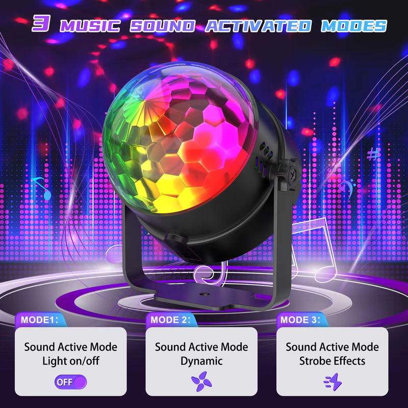 U'King 4er-Set RGB LED Disco Licht mit Fernbedienung, rotierende DJ Ball Effekt in Multicolour, Schwarz - Bild 3